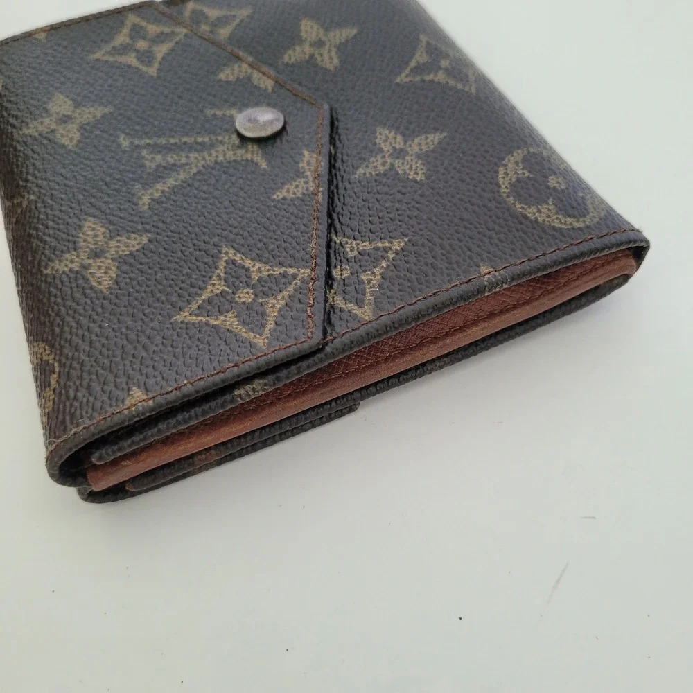 Louis Vuitton Monogram Canvas Elise Trifold Wallet Brown M61654 Vintage Men Wome